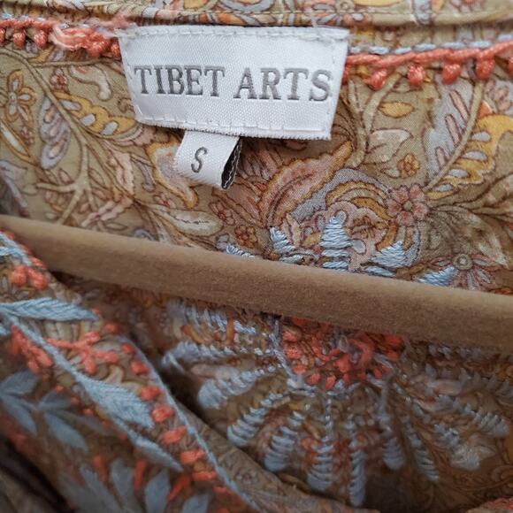 Tibet Arts Floral Paisley Embroidered Tunic Silk Small - Picture 5 of 5